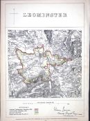 Leominster Herefordshire Boundary Commission 157-Year-Old Coloured Antique Map.