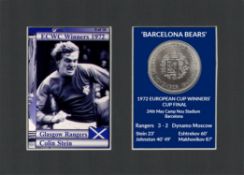 Colin Stein Rangers FC Wins 1972 ECWC Mounted Card & Coin Metal Art Display