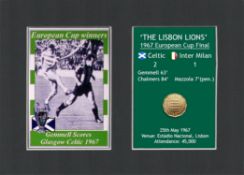 Gemmell Scores Celtic FC European Cup Mount & Original Half-Crown Coin Metal Art