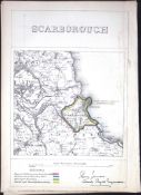 Scarborough Yorkshire Boundary Commission Coloured 157-Year-Old Antique Map.