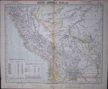1883 Antique Coloured Letts Map South America Peru, Bolivia, -19