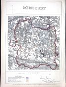 Midhurst Sussex Boundary Commission 157-Year-Old Coloured Antique Map.