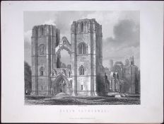 Elgin Cathedral Moray Scotland Antique 152 Years-Old Engraving-11