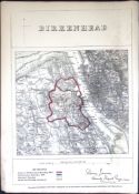 Birkenhead Merseyside Boundary Commission 157-Year-Old Coloured Antique Map.