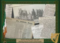 Irish Easter Rising 1916 Padraig Pearse Letter of Surrender, GPO In Ruins Rare Newspaper