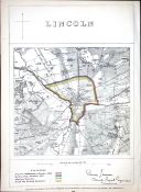 Lincoln City & District Boundary Commission 157-Year-Old Coloured Antique Map.