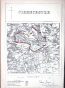 Cirencester Gloucestershire Boundary Commission 157-Year-Old Coloured Antique Map.