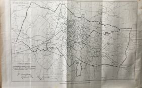 Antique 139 Years-Old Scarce Large Map Cheltenham 1885 Boundary Changes.