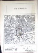 Bedford Bedfordshire Boundary Commission 157-Year-Old Antique Map.