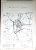 Winchester Hampshire Boundary Commission 157-Year-Old Coloured Antique Map.