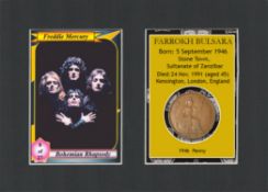 Freddie Mercury Mounted Original 1946 Penny Metal Display Gift Set.