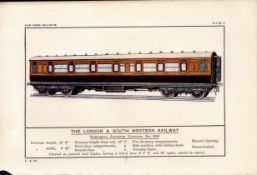 London & South Western Railway Carriage Train Antique Book Plate.