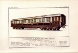 London & North Western Railway Kings Carriage Train Antique Book Plate.