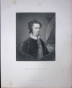 Mary Queen of Scots Portrait Scotland Antique 152 Years-Old Engraving-33