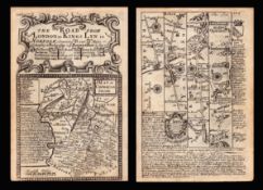 Bowen 290 Yrs Old Scarce Detailed Road Map The Road From London to Kings Lynn.