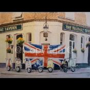 Mods Meet London Pub Vespa's & Lambretta's Nostalgic 1960's Metal Wall Art