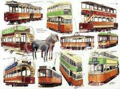 Glasgow Corporation Tramways Montage Nostalgic Metal Wall Art