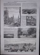 Antique Sketches of Dorchester Devon Victorian Woodcut Engravings