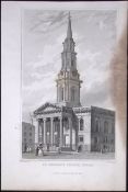Dublin St Georges Church 194 Years Old Antique Steel Engraving-25