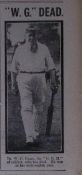 W.G Grace Cricket Legend Sudden Death Reports & Photos Antique 1915 Newspaper.
