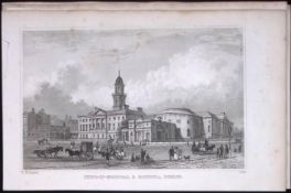 Dublin Ireland The Rotunda Hospital 194 Years Old Antique Steel Engraving-14