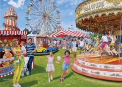 Family At The Fairground Nostalgic 1960's Memories of Days Gone Metal Wall Art