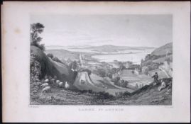 Larne Town View Antrim Ireland 194 Years Old Antique Steel Engraving-6