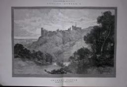 Arundel Castle Sussex Large Antique Series of Victorian Woodcut Engravings.