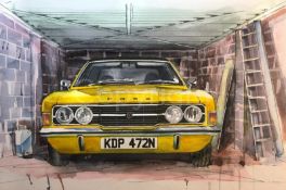 Ford Cortina MK3 Iconic Yellow British Car No 2 Metal Art