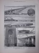 Completion The New Tay Bridge Dundee Antique Full Page 138 Years-Old Print.
