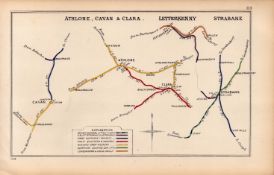 Athlone Cavan Letterkenny Strabane Ireland Antique Railway Diagram-113.