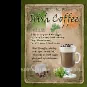Irish Coffee Cocktail Authentic Recipe Metal Wall Art