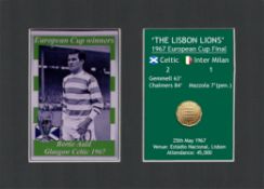 Bertie Auld Celtic FC European Cup Mount & Original Half-Crown Coin Metal Art