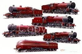 Top Links Vintage LMS Steam Trains Montage Metal Wall Art