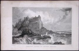 Antrim Ireland Dunluce Castle 194 Years Old Antique Steel Engraving-37
