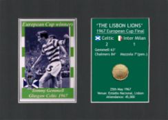 Tommy Gemmell Celtic FC European Cup Mount & Original Half-Crown Coin Metal Art
