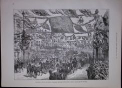 Two Views of Whitechapel London Victorian 1887 Antique Wood Engraved Prints