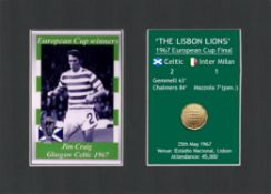 Jim Craig Celtic FC European Cup Mount & Original Half-Crown Coin Metal Art