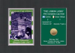 Jimmy Johnston Celtic FC European Cup Mount & Original Half-Crown Coin Metal Art
