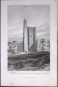 Belfast the Round Tower 194 Years Old Antique Steel Engraving-17