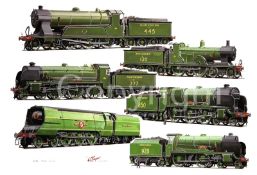 Share Top Links Southern Railways Steam train Montage Metal Wall Art