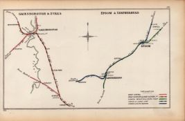 Ewell, Epsom, Leatherhead Antique Railway Junction Diagram-101.