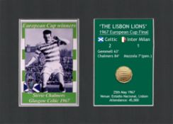 Stevie Chalmers Celtic FC European Cup Mount & Original Half-Crown Coin Metal Art