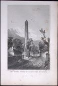 Dublin Round Tower of Clondalkin 194 Years Old Antique Steel Engraving-19
