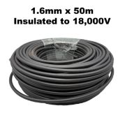 2x Electric Fence Lead Out Cables: 1.6MM x 50M Insulated To 18,000V