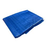 3.4 Metre x 3.6 Metre Blue Tarpaulin. Eyelets On All Sides In 1 Metre Intervals