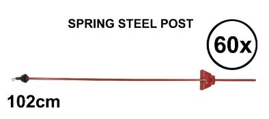 60x Spring Steel Post: 102CM Red. Pigtail Insulator