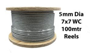 100 Metre Reels 5MM Dia. 7 x 7 Galvanised Wire Rope