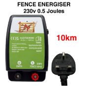 Fence Energiser. 230V. 0.5 Joules. 10KM