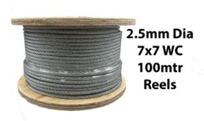 100 Metre Reels 2.5MM Dia. 7 x 7 Galvanised Wire Rope